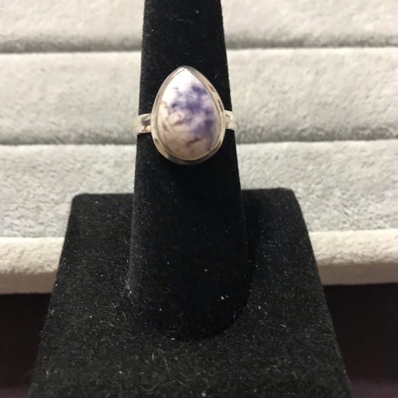 New Sterling Silver Purple Teardrop Morado Violet Flame Opal Ring Sz 7 Crystal - Picture 9 of 16